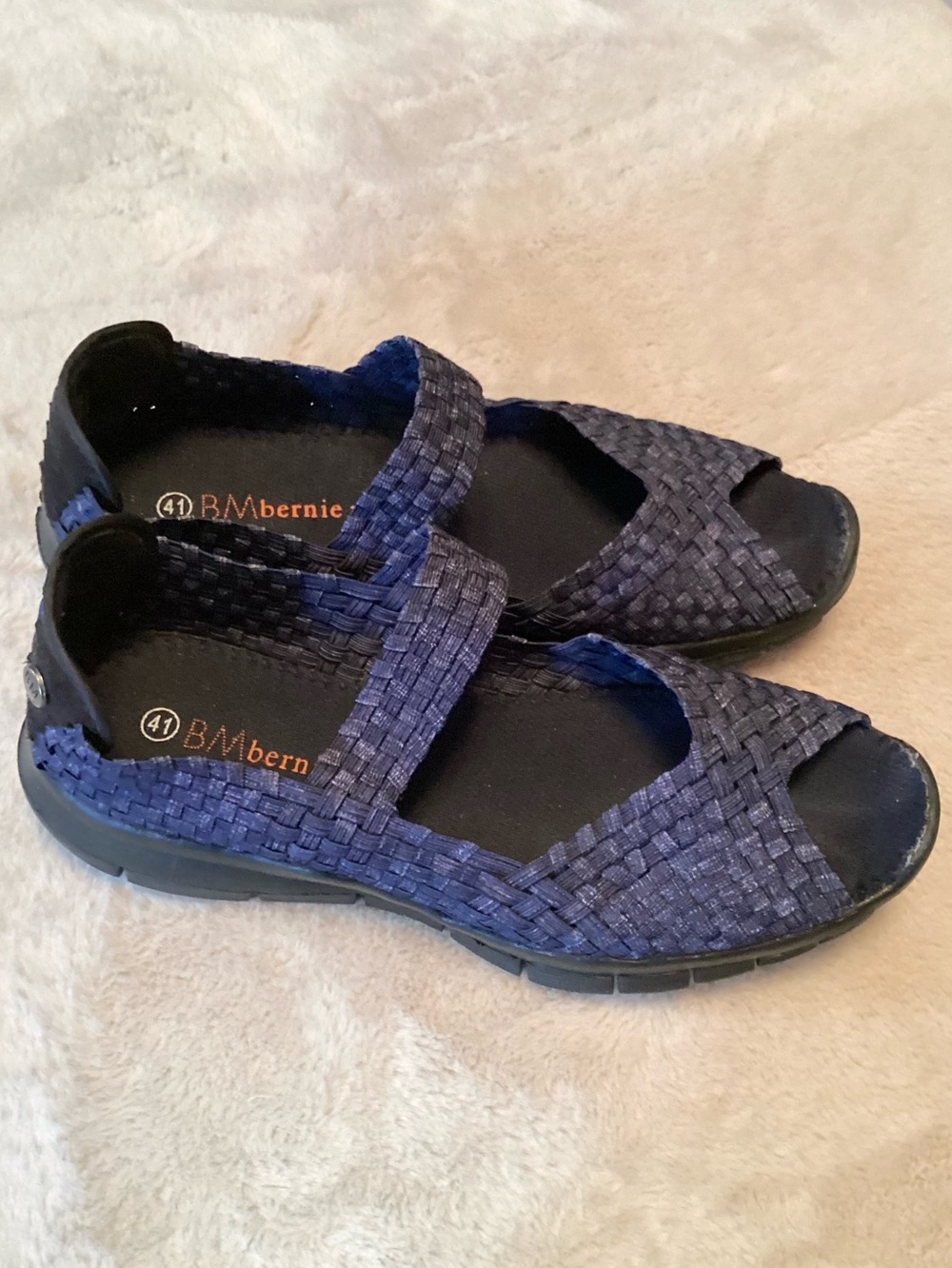 Bernie Mev. Comfi Woven Mary Jane Open Toe Flats in Jeans color - 41